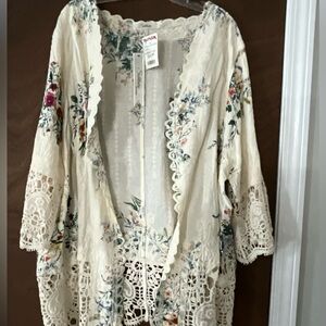 Solitaire Women’s Plus 2X Boho Open Front Jacket/Topper